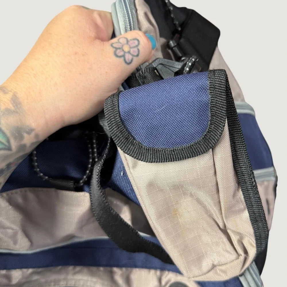 Ozark Trail Vintage Duffel Bag Blue Tan Travel Nylon Outdoor Multi-Pocket Bag